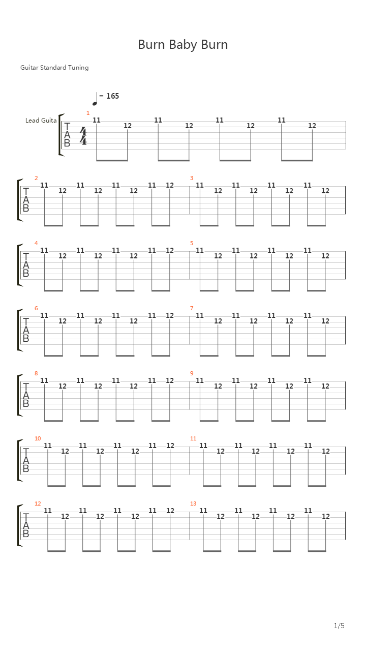 Burn Baby Burn吉他谱