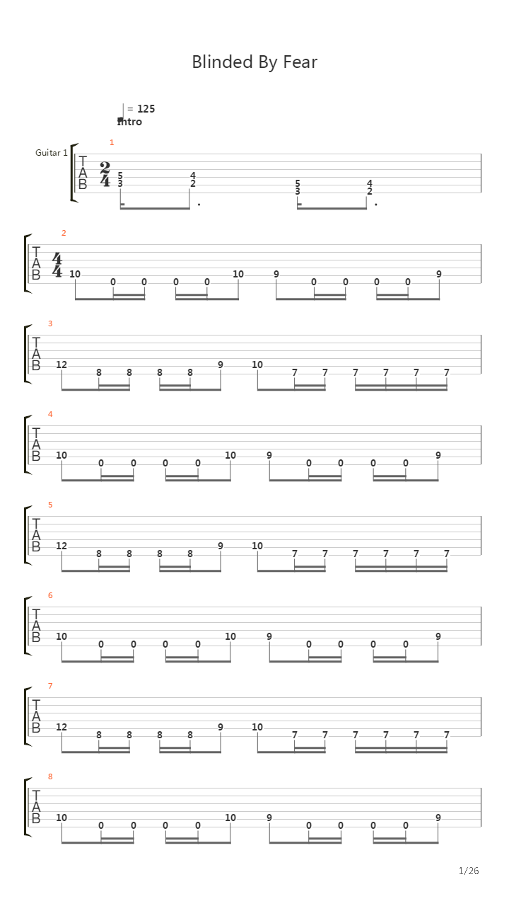 Blinded By Fear吉他谱