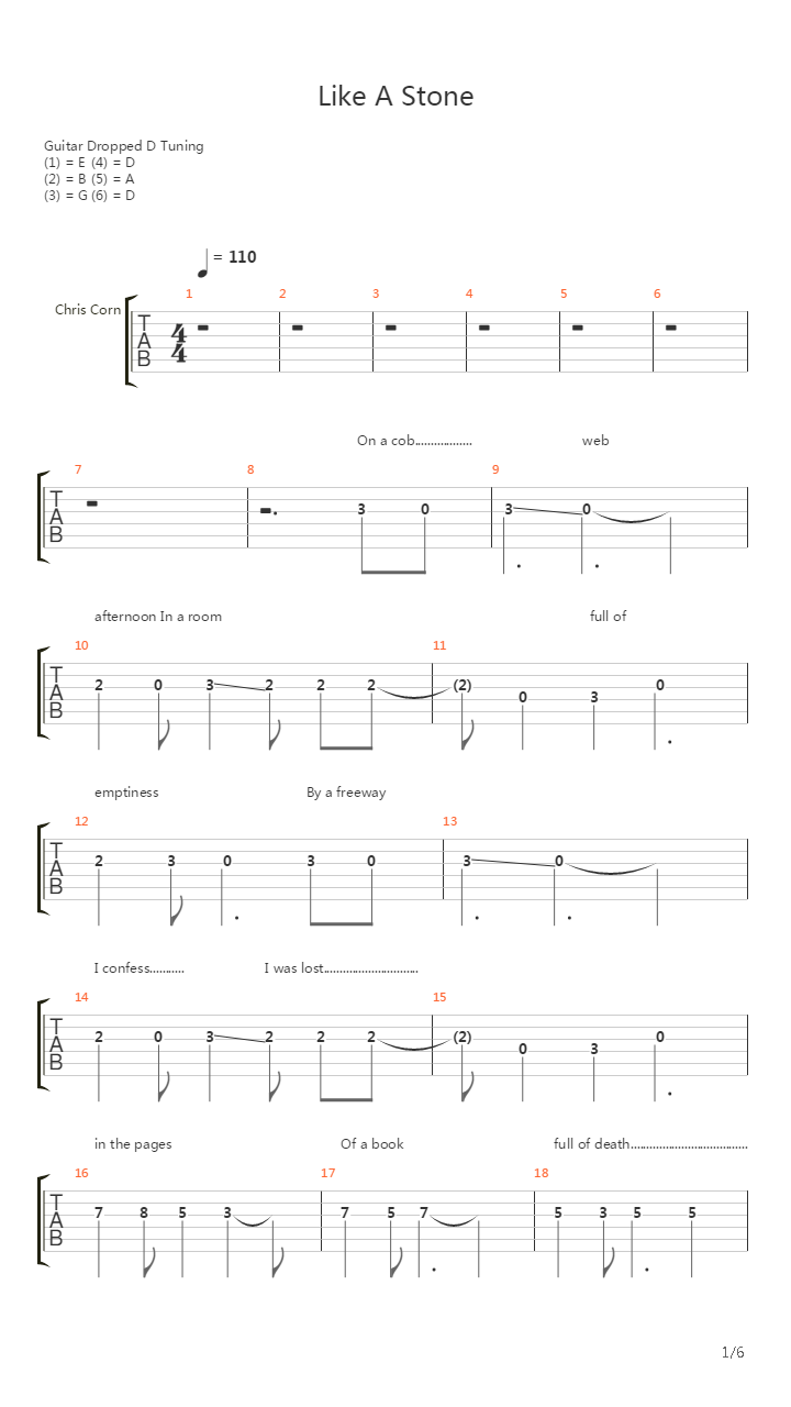 Like A Stone吉他谱