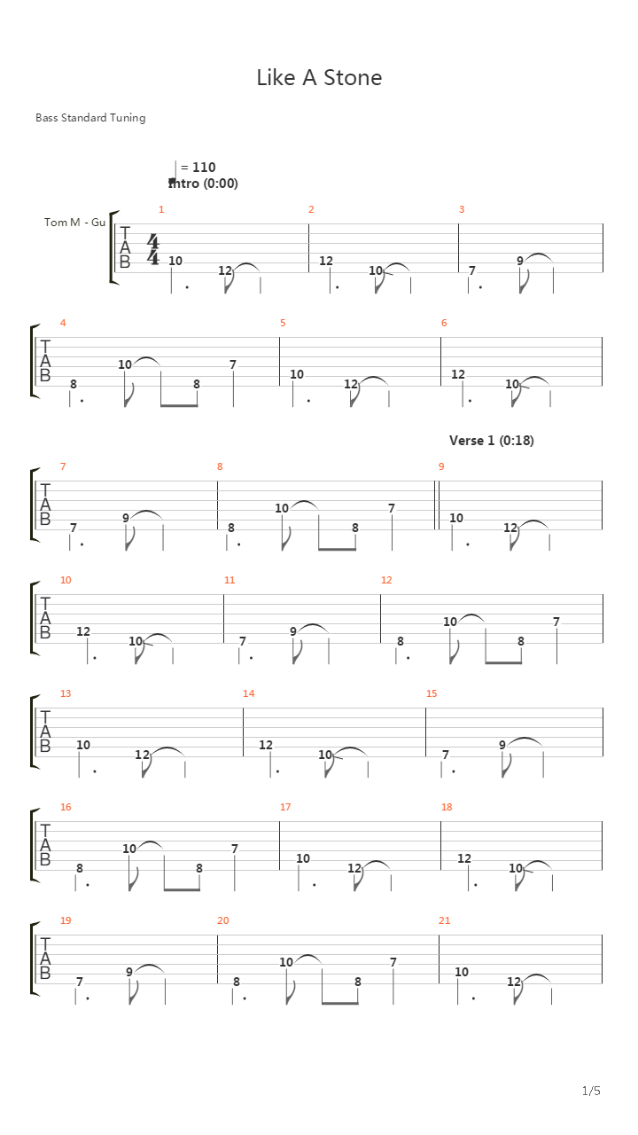 Like A Stone吉他谱