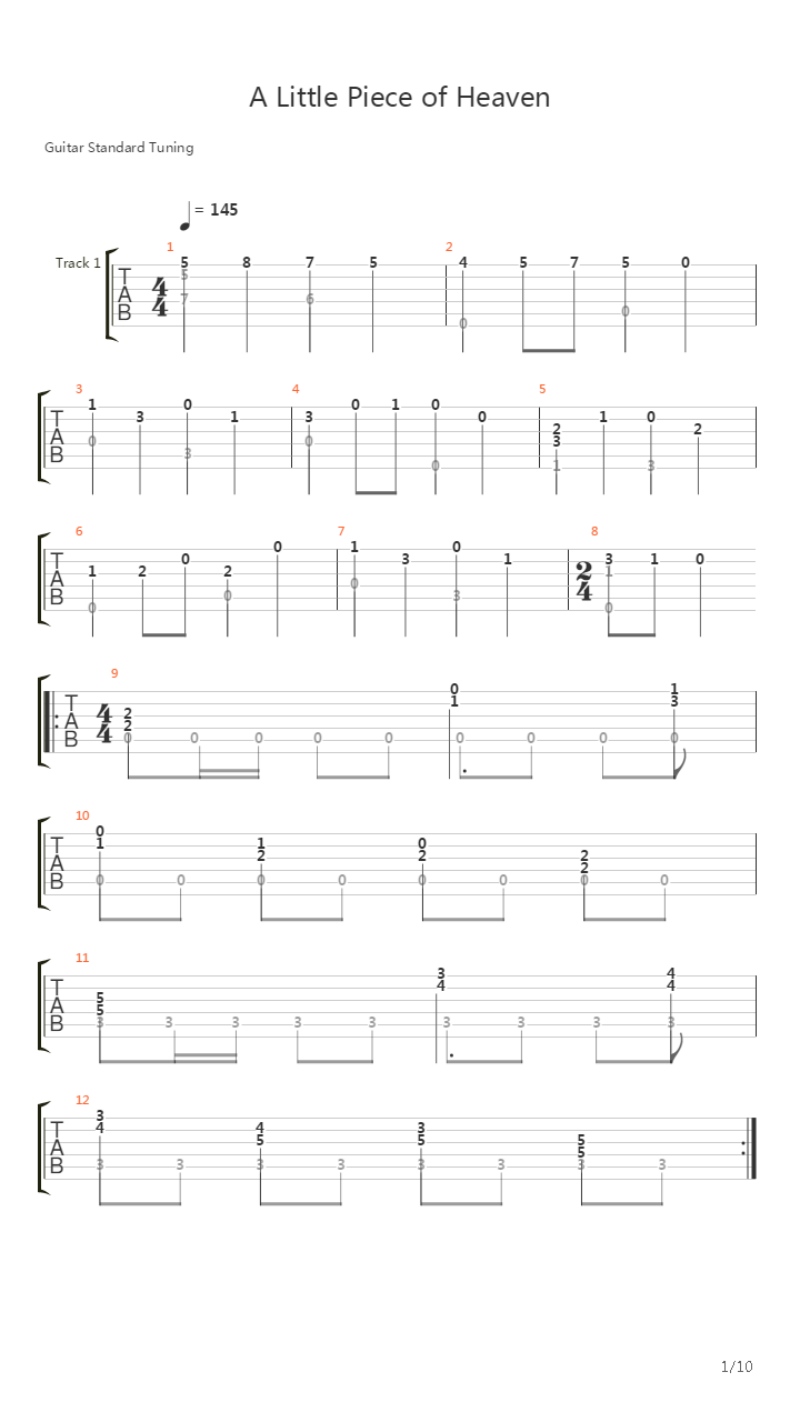 A Little Piece of Heaven (arr. by Daniel Asbun)吉他谱