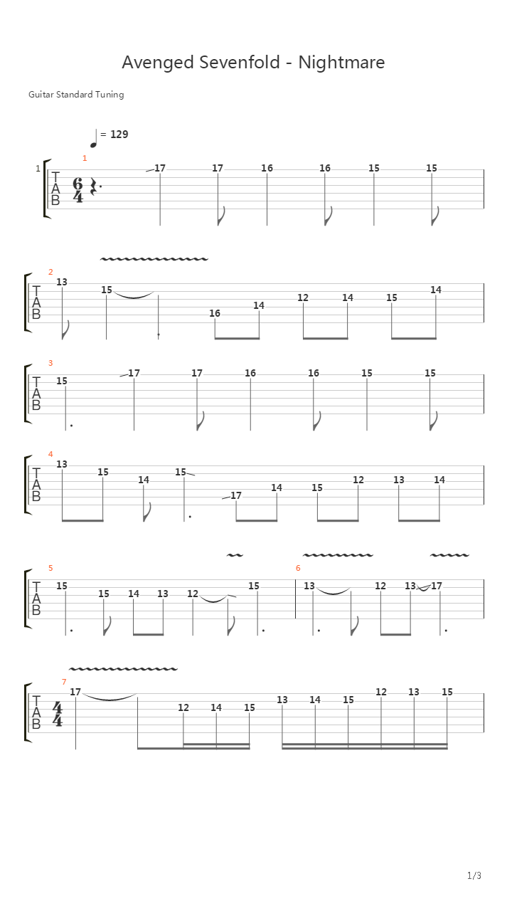 Nightmare (Solo per. by David Escobar)吉他谱