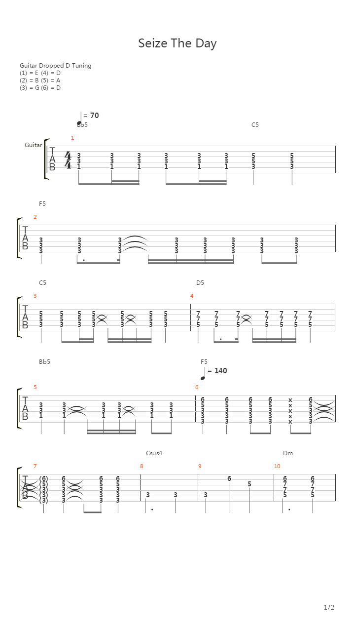 Seize The Day (Solo)吉他谱