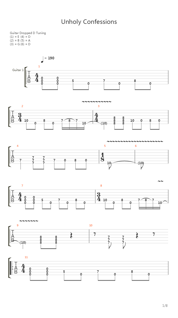 Unholy Confessions吉他谱