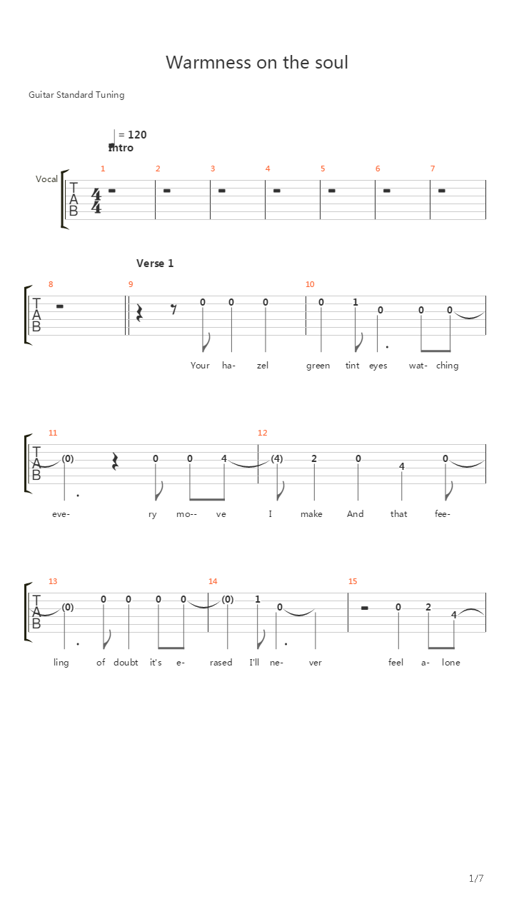 Warmness On The Soul吉他谱