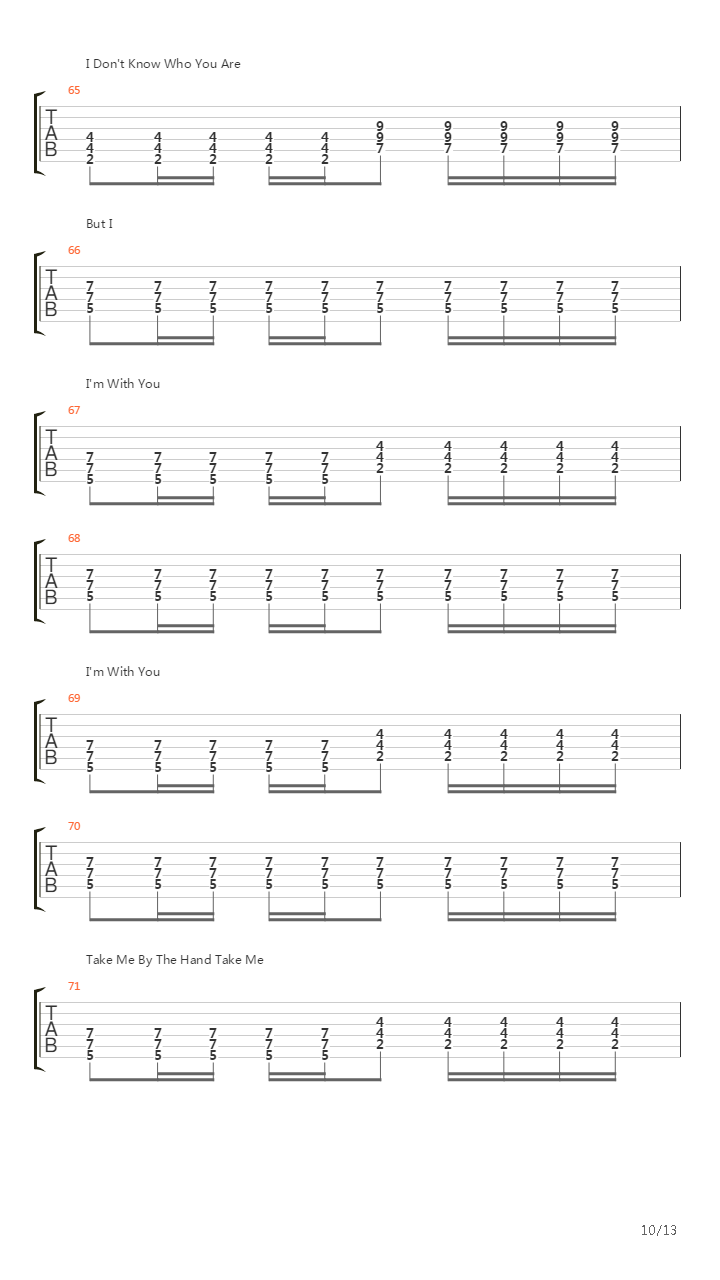 I'm With You吉他谱
