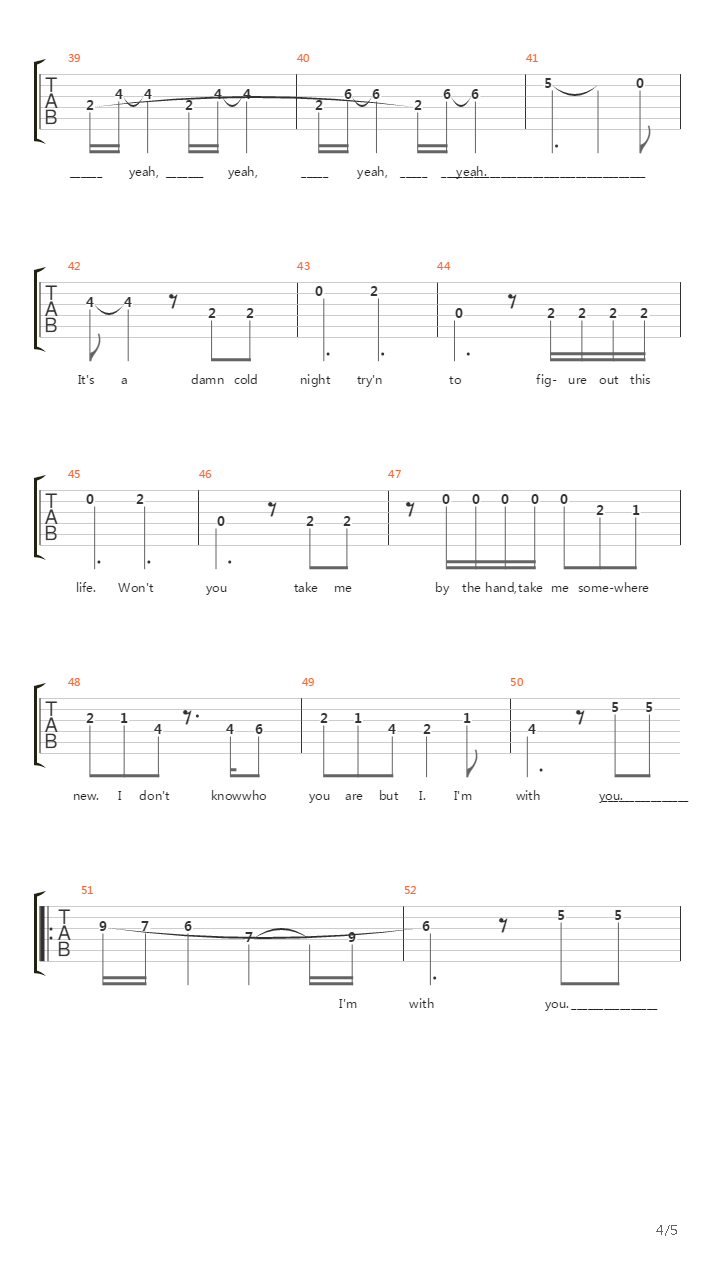 I'm With You (Piano)吉他谱