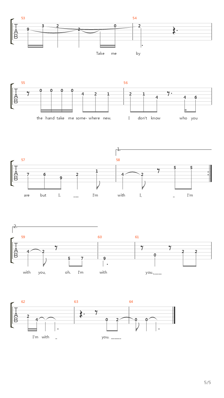 I'm With You (Piano)吉他谱