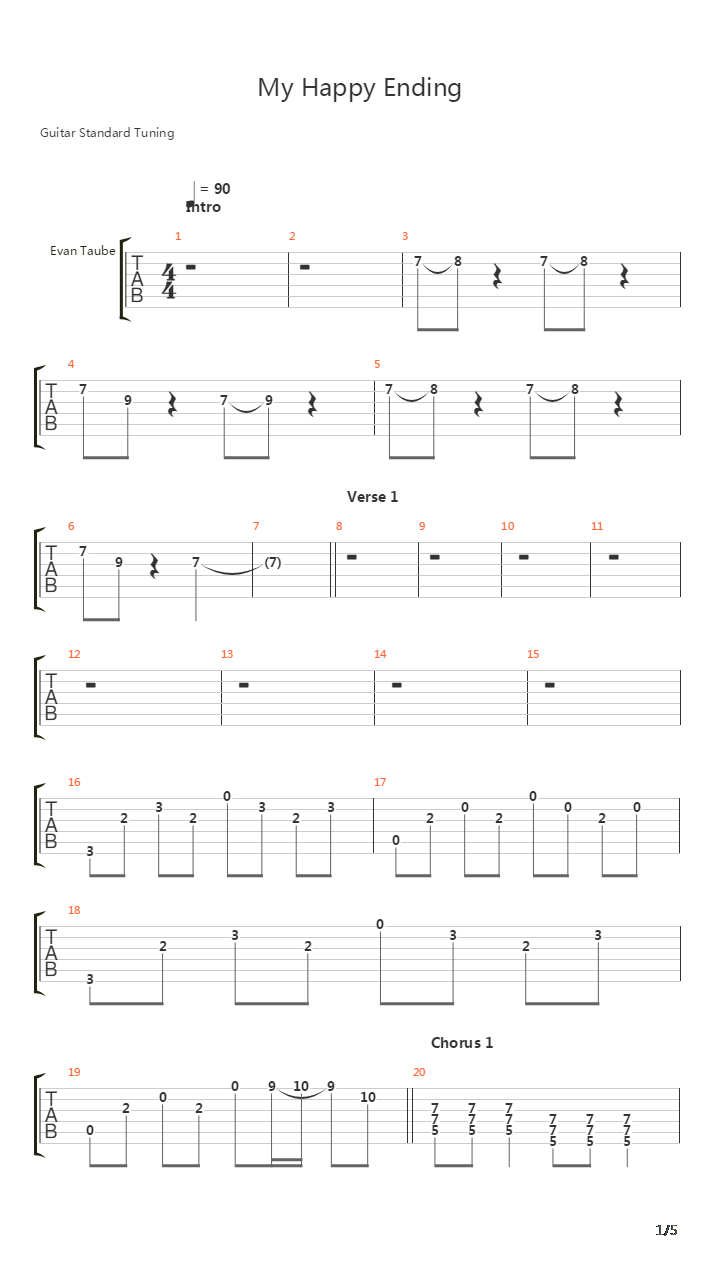 My Happy Ending吉他谱