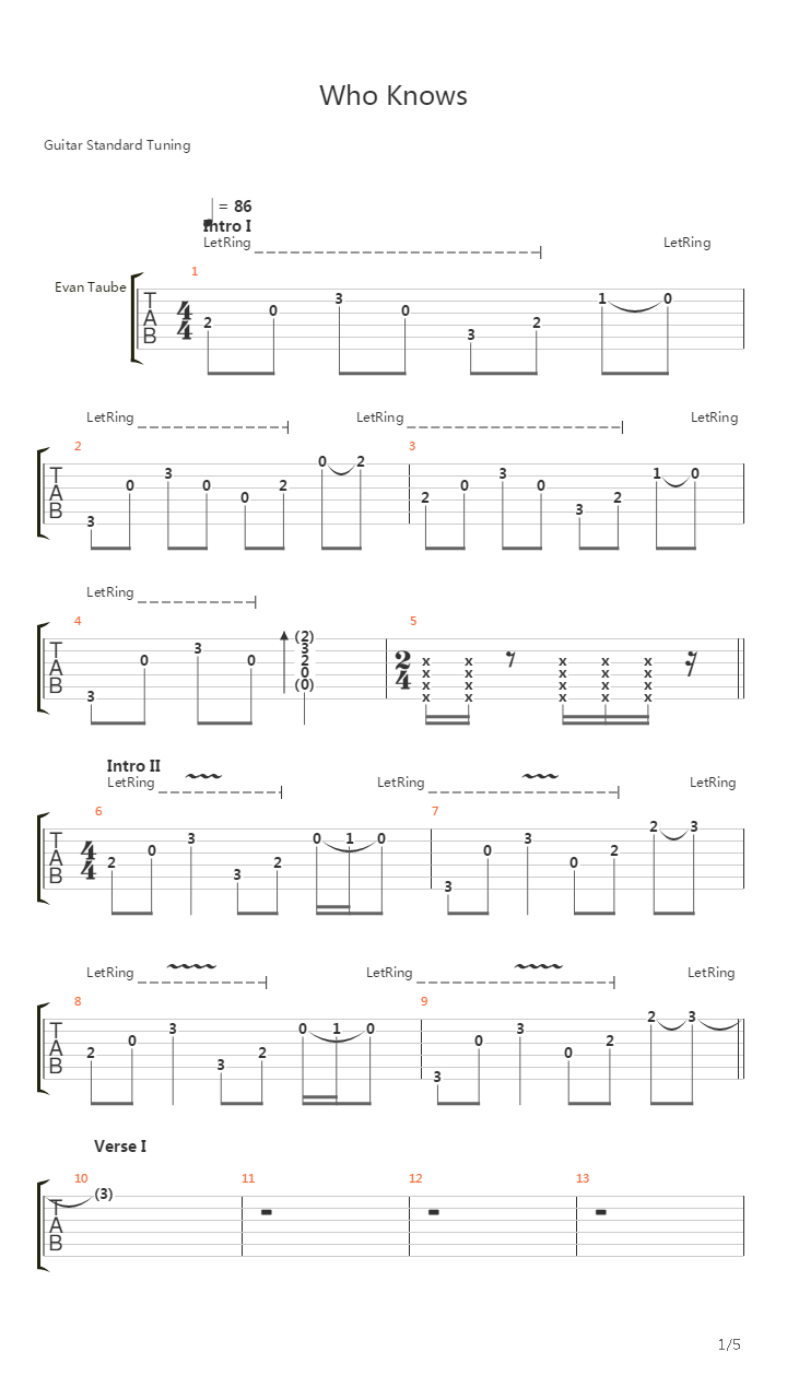 Who Knows吉他谱