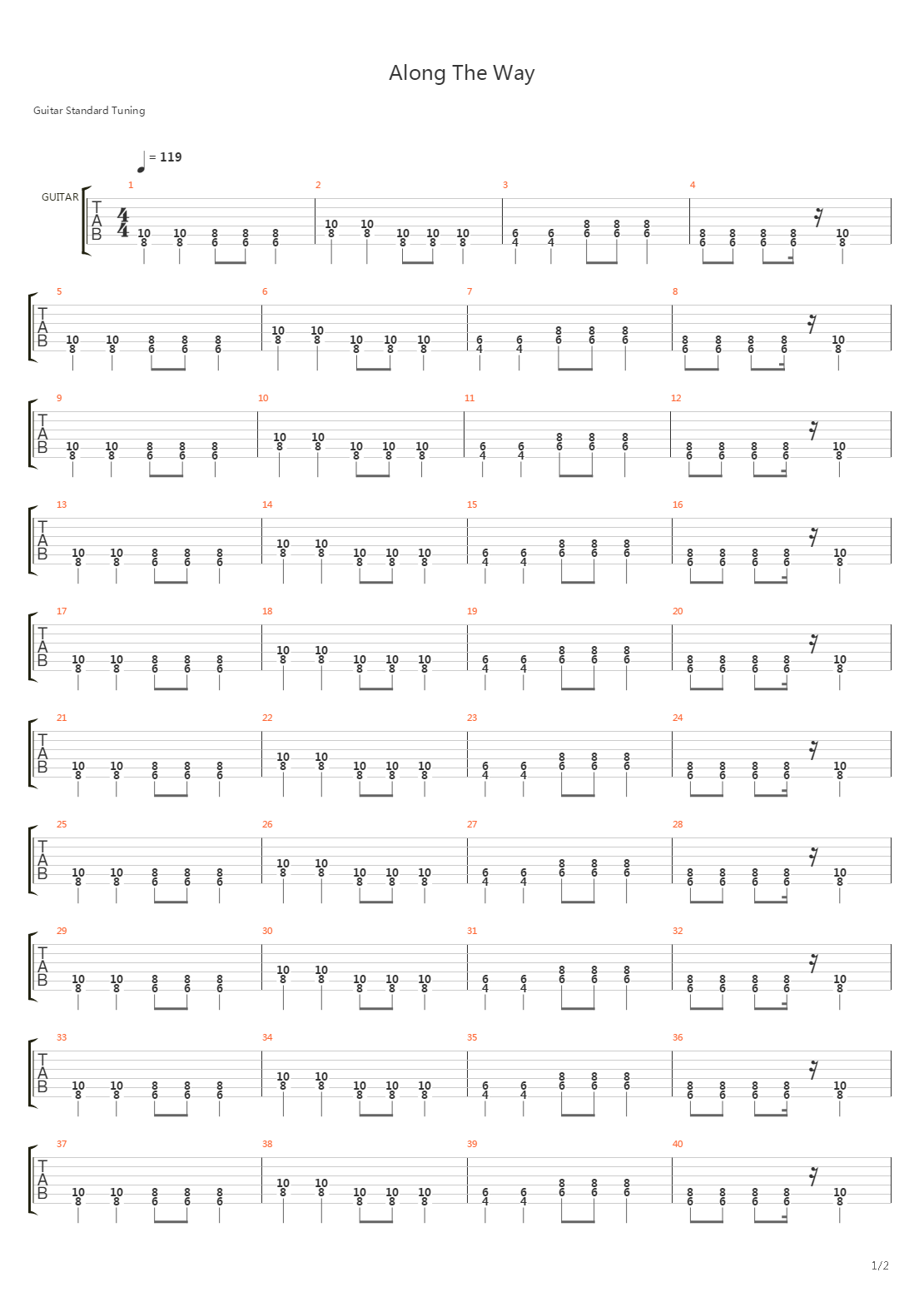 Along The Way吉他谱