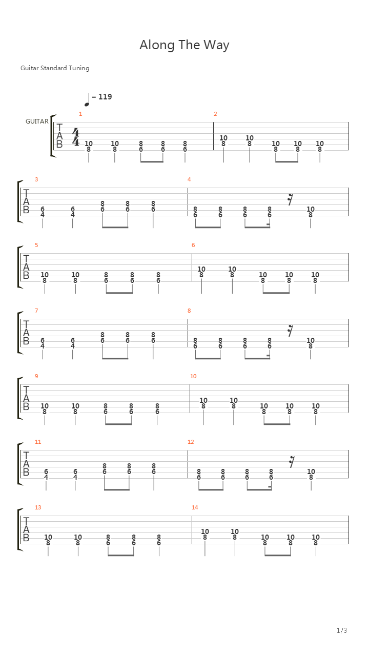 Along The Way吉他谱