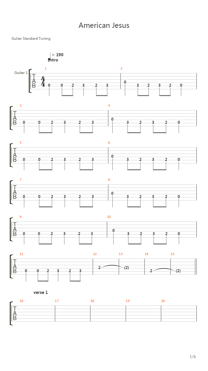 American Jesus吉他谱