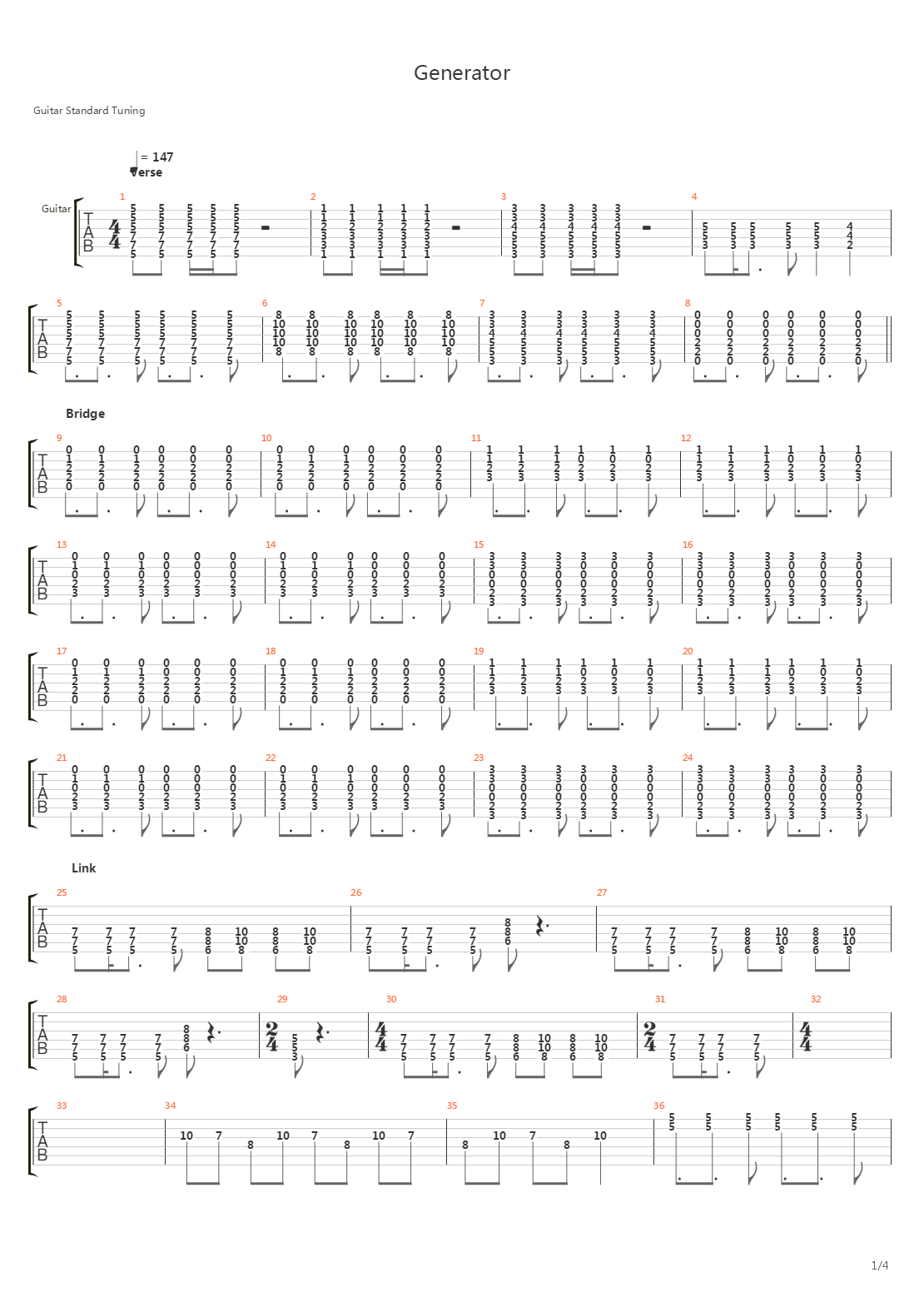 Generator吉他谱