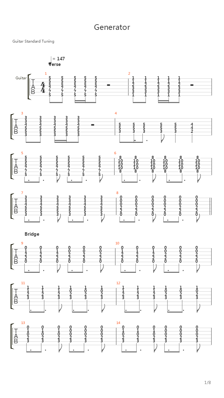 Generator吉他谱