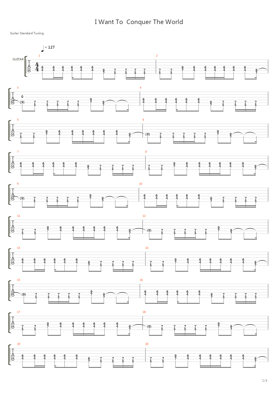 I Want To  Conquer The World吉他谱