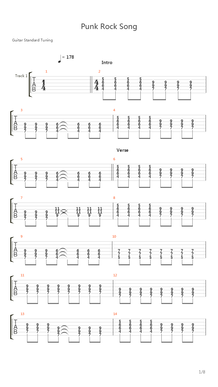 Punk Rock Song吉他谱