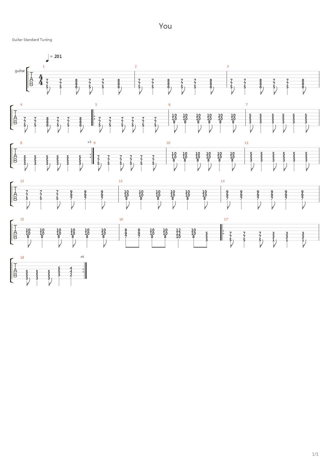 You吉他谱