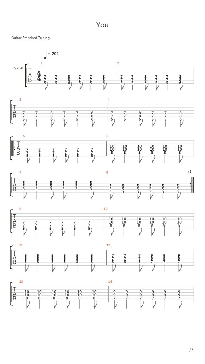 You吉他谱