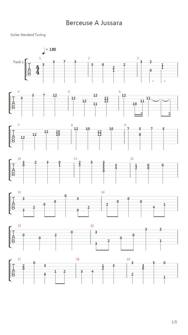 Berceuse A Jussara吉他谱