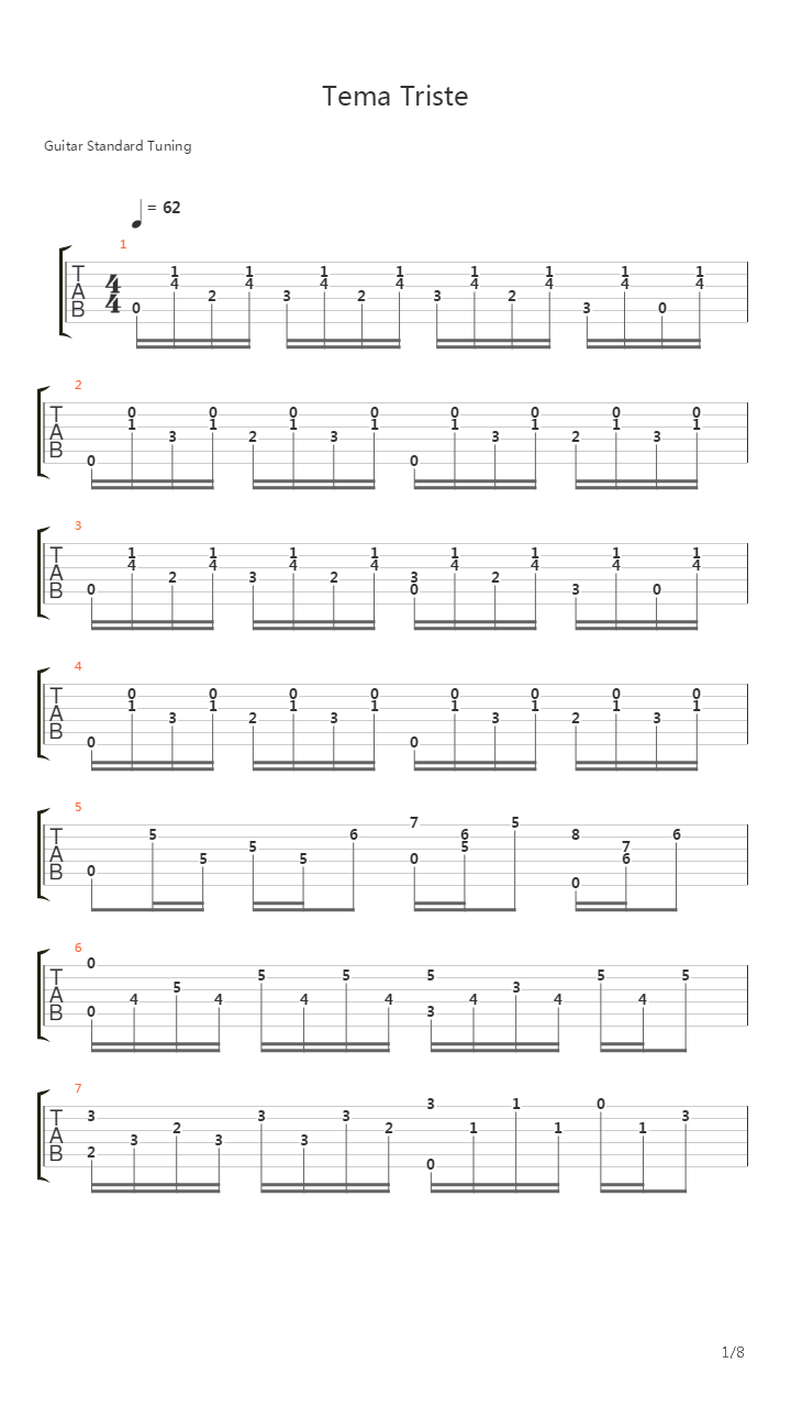 Tema Triste吉他谱