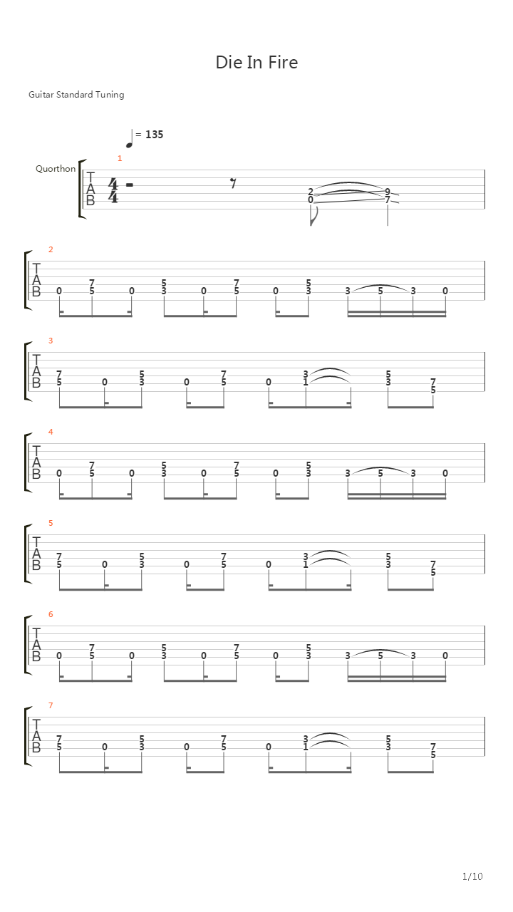 Die In Fire吉他谱