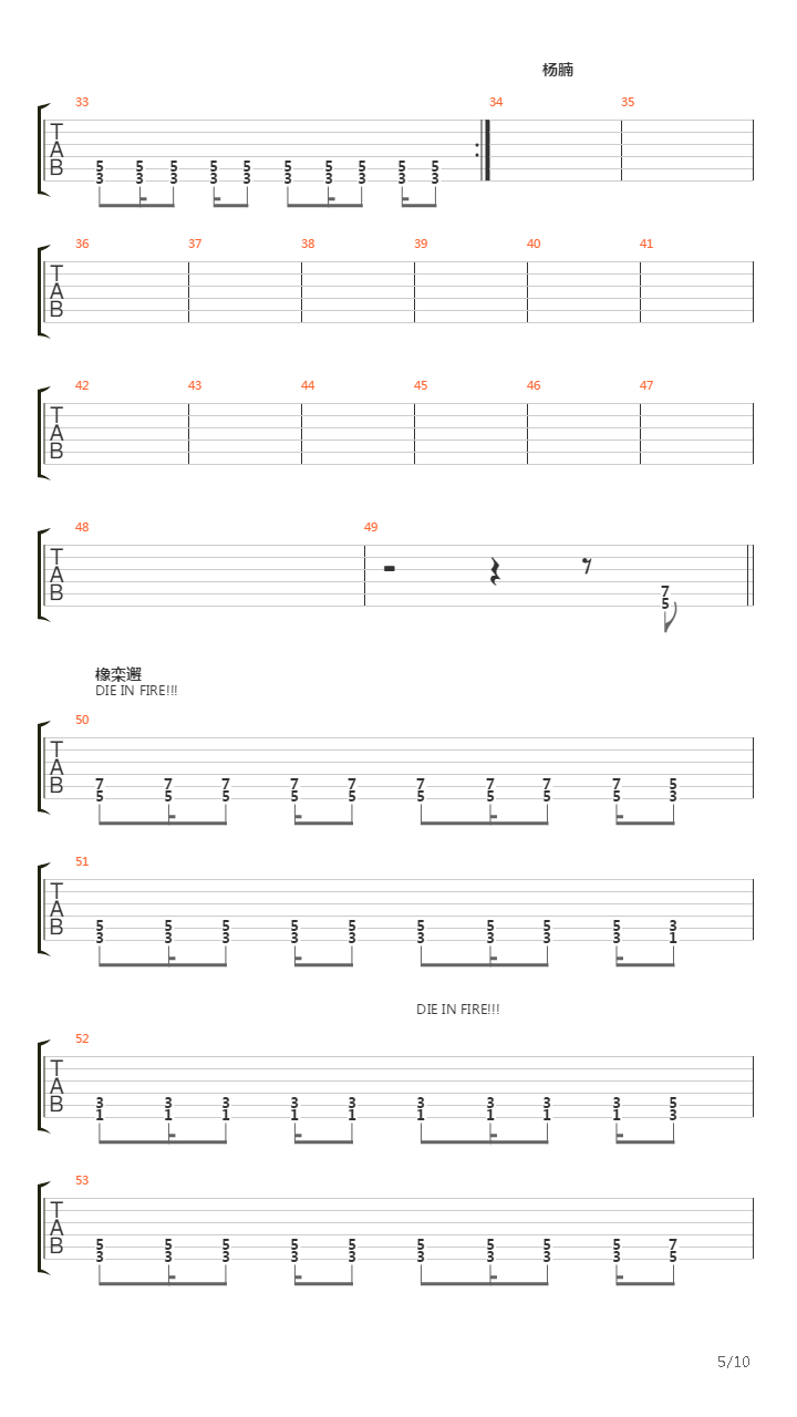 Die In Fire吉他谱