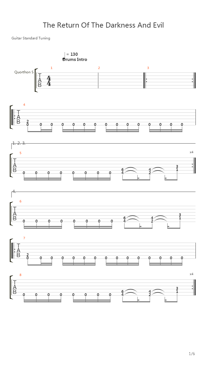 The Return Of the Darkness And Evil吉他谱