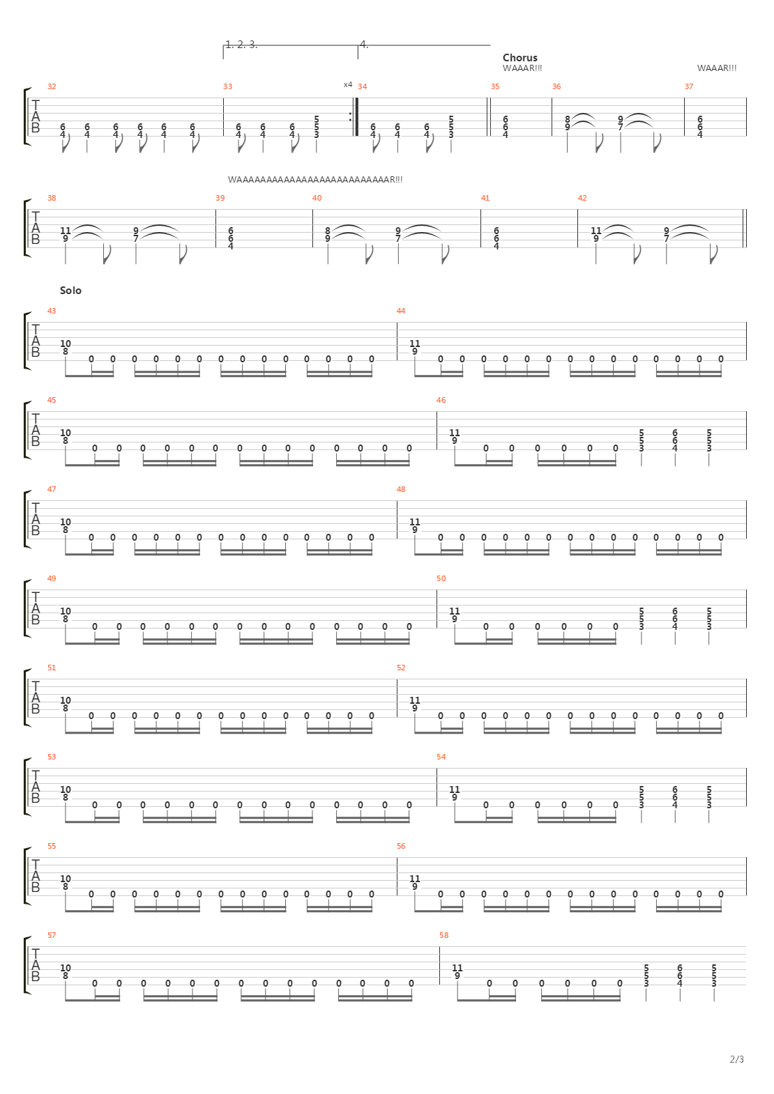 War吉他谱