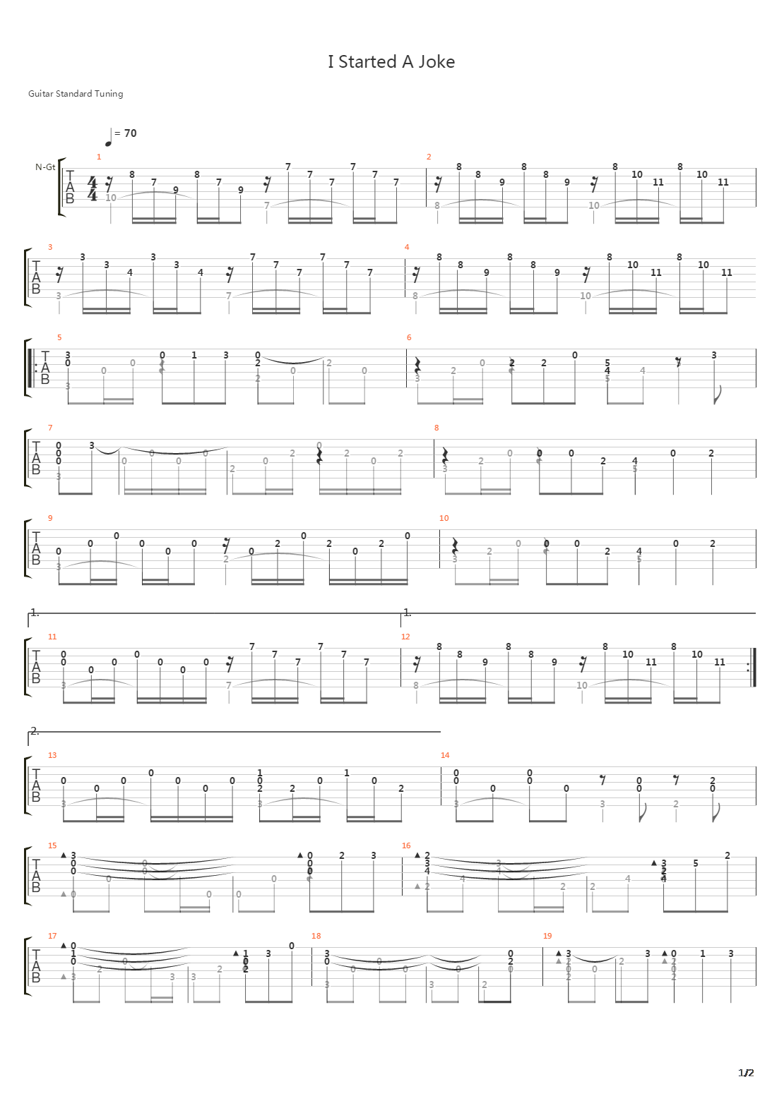 I Started A Joke吉他谱