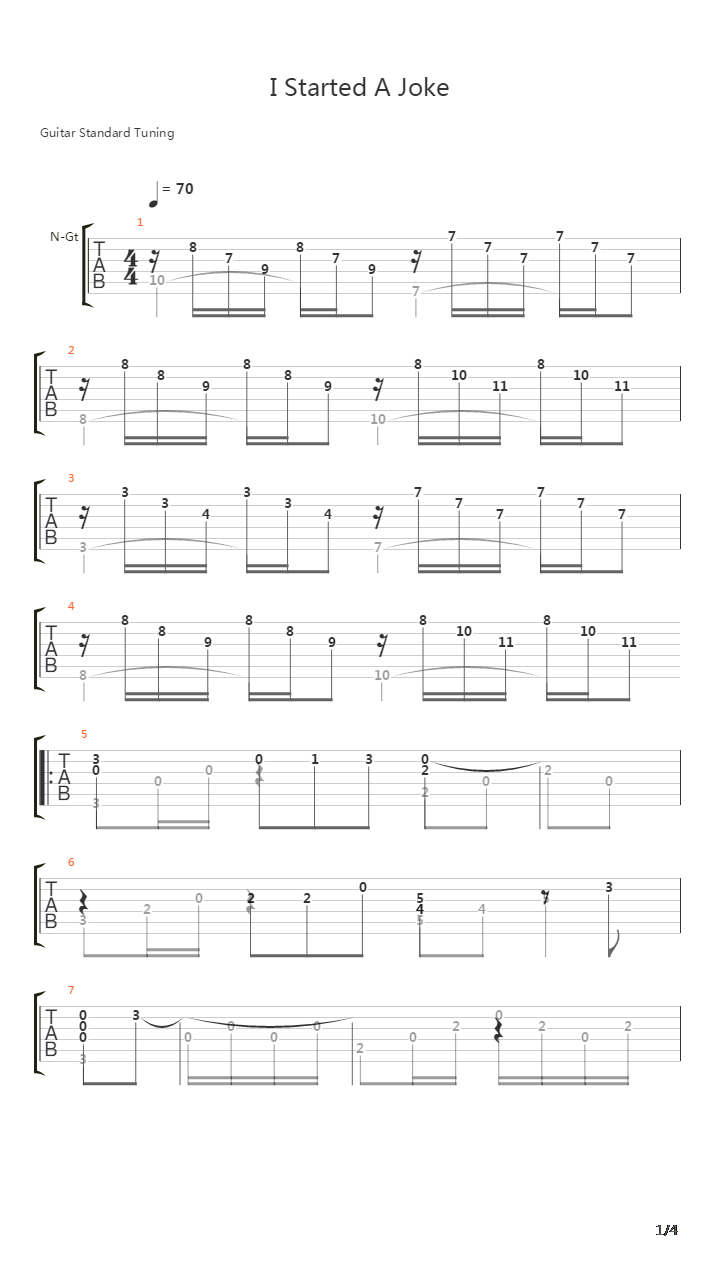 I Started A Joke吉他谱