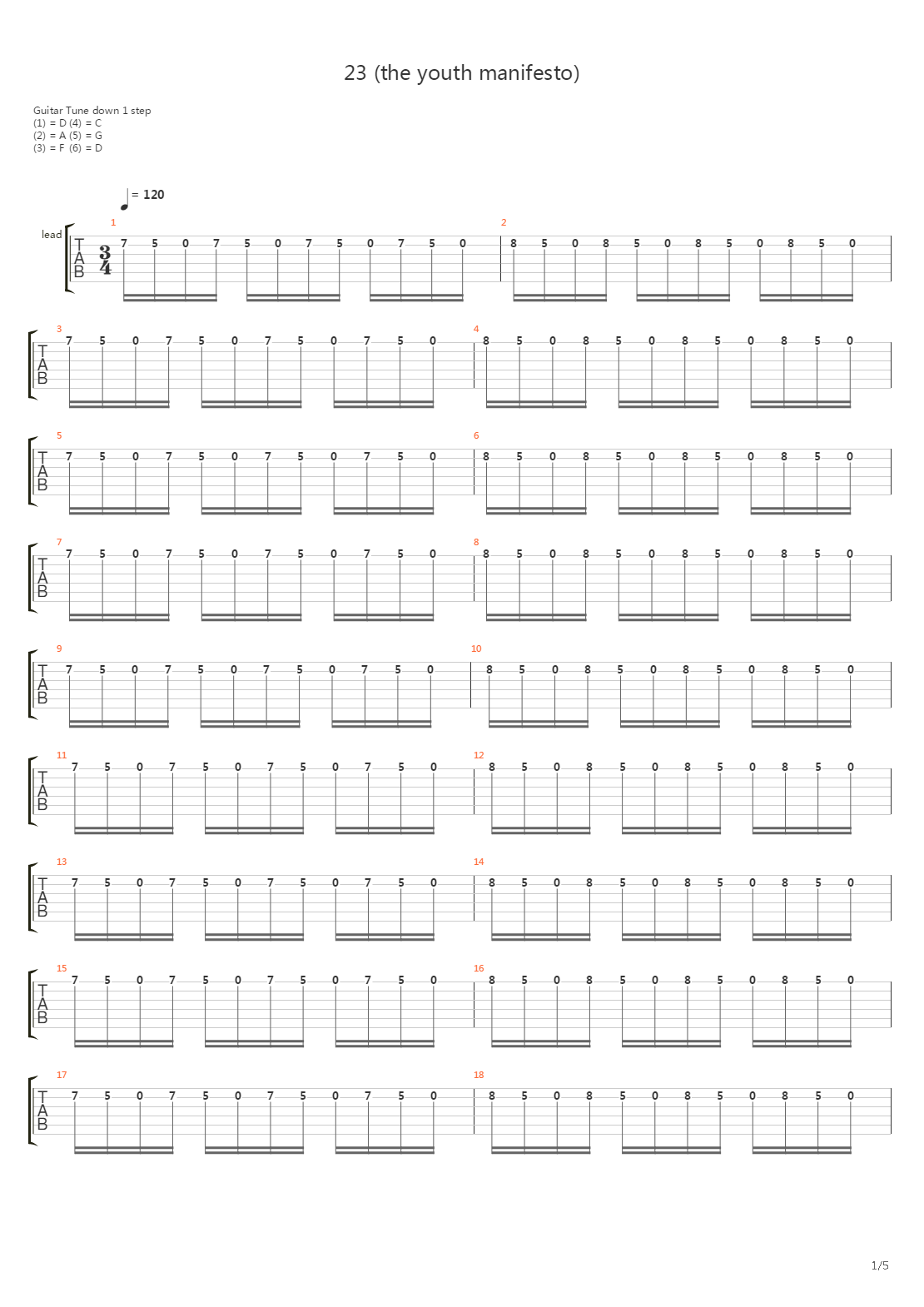 23 (The Youth Manifesto)吉他谱