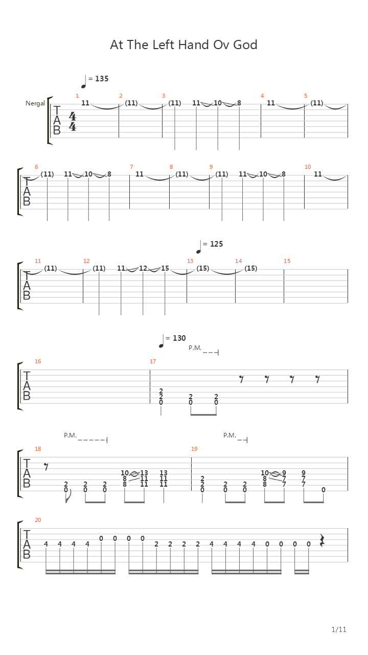 At The Left Hand Ov God吉他谱