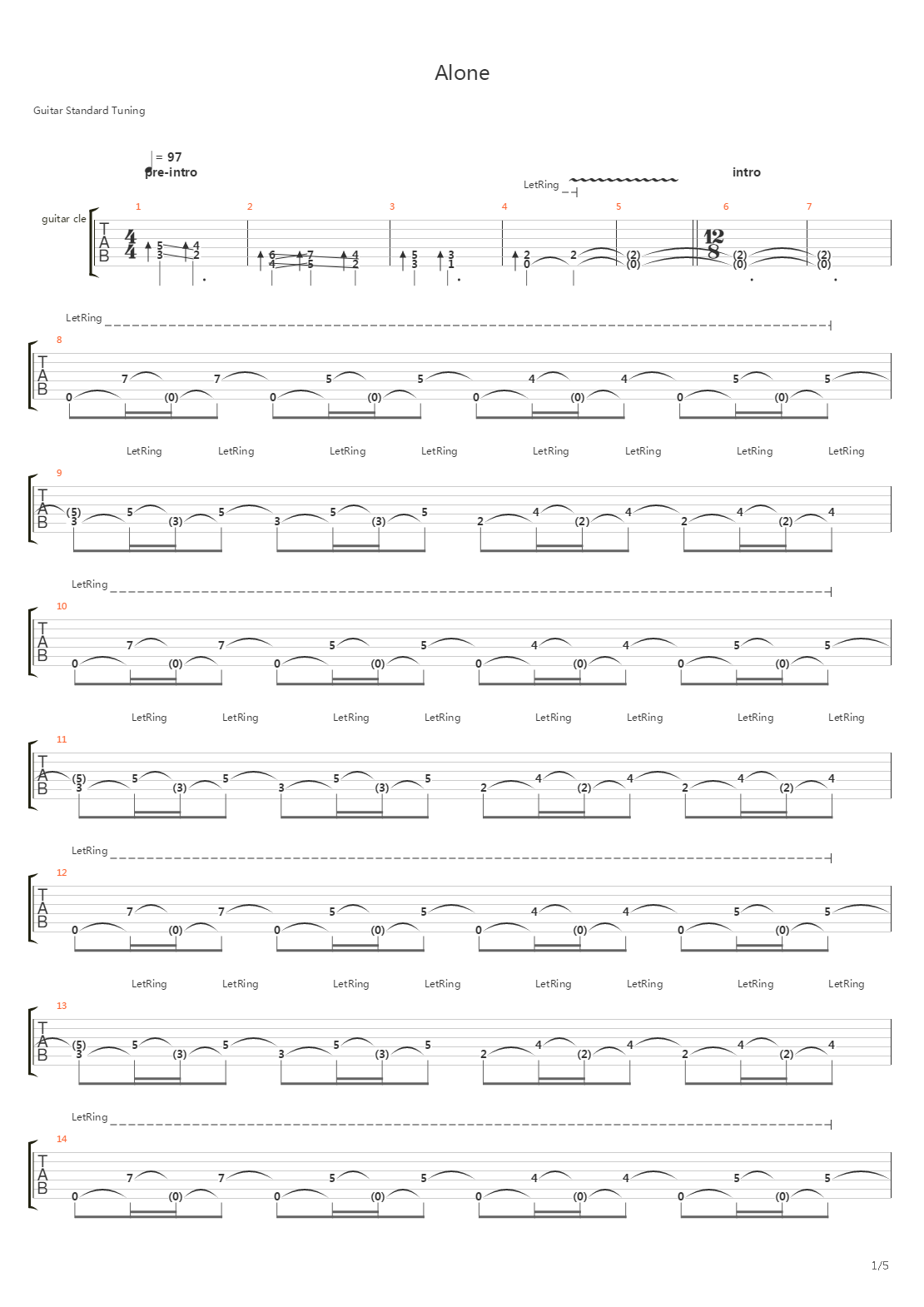 Alone (Live)吉他谱