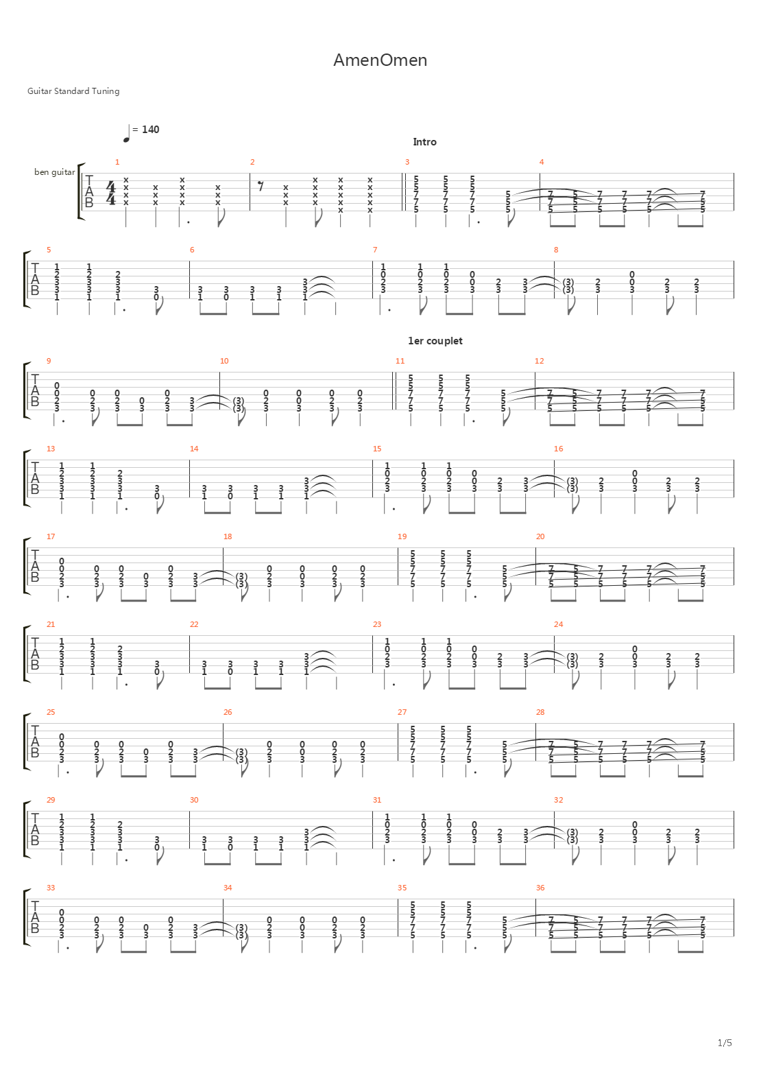 Amen Omen吉他谱