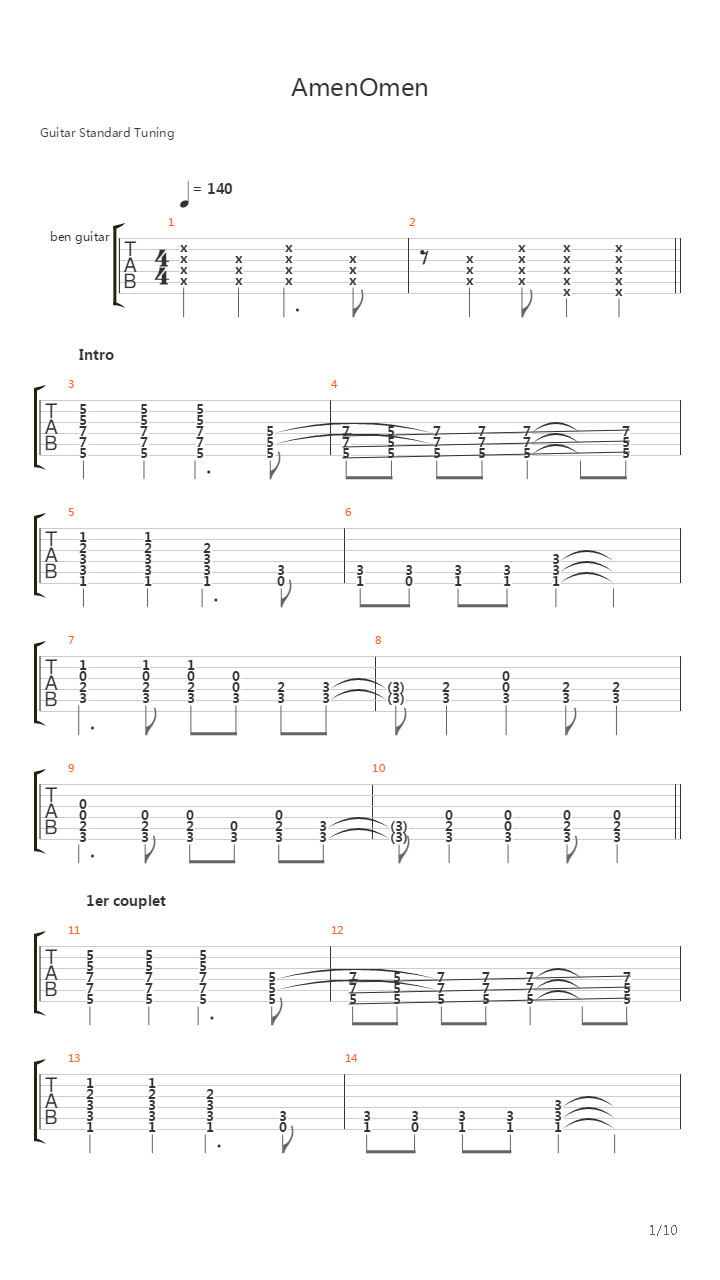 Amen Omen吉他谱