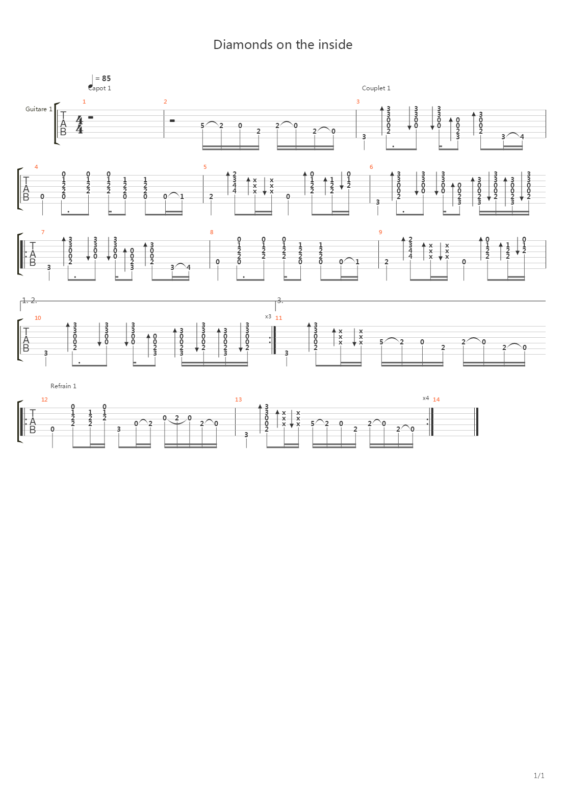 Diamonds On The Inside (Intro)吉他谱