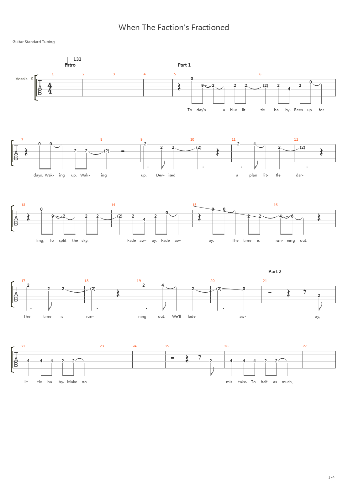 When The Factions Fractioned吉他谱
