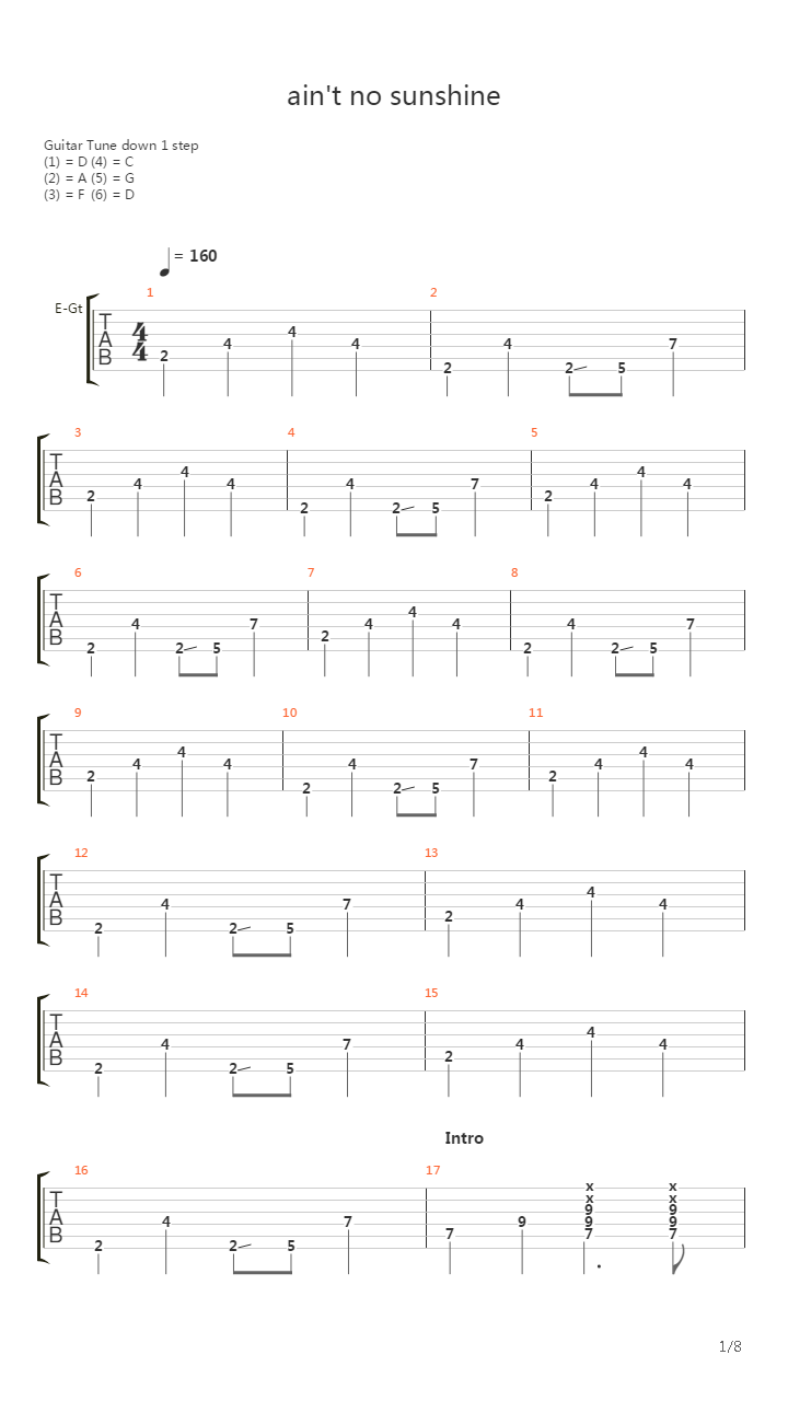 Aint No Sunshine吉他谱