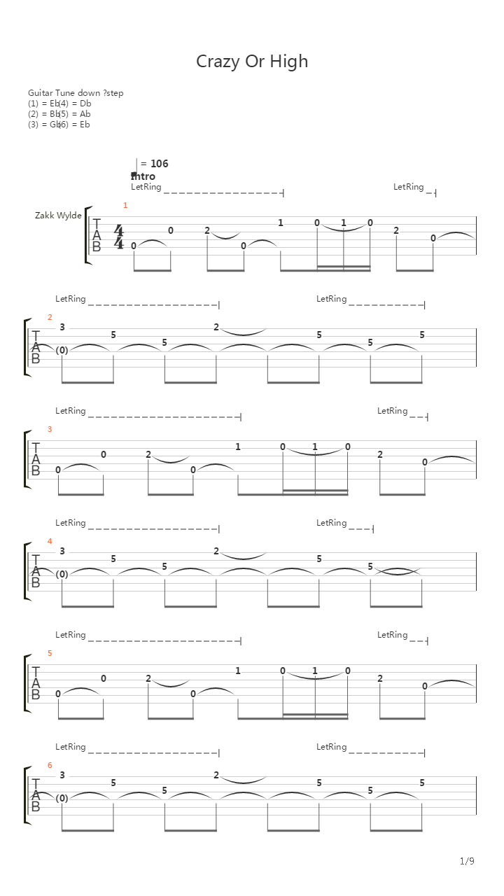Crazy Or High吉他谱