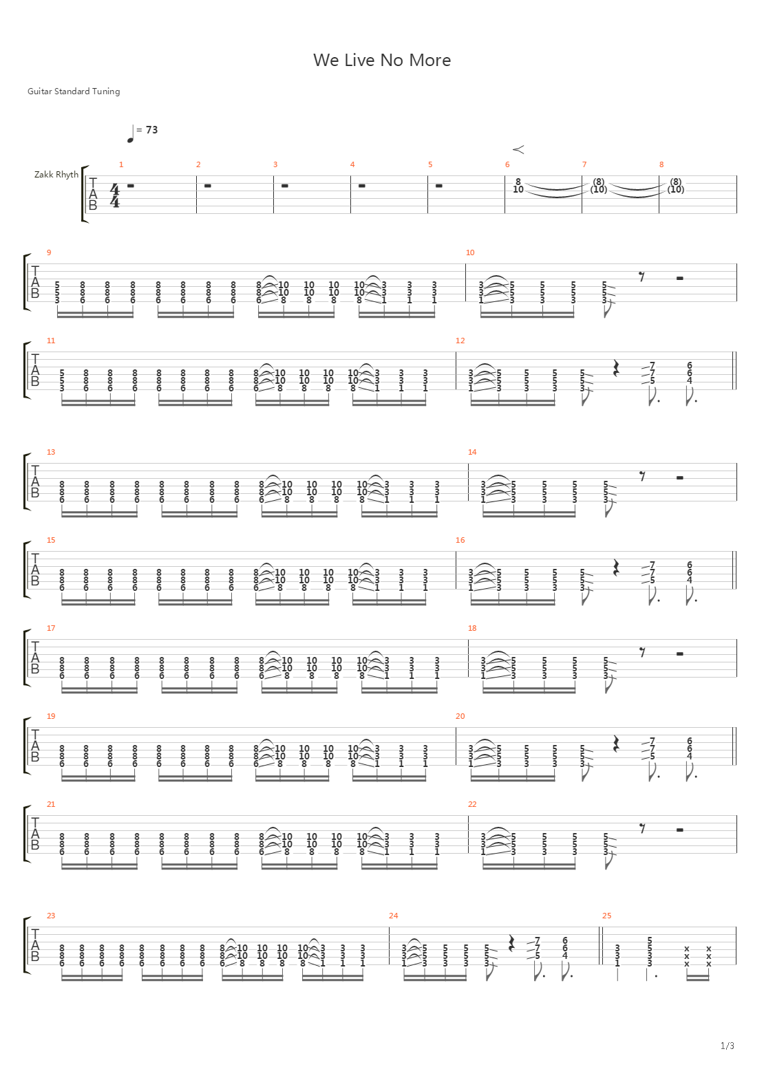 We Live No More吉他谱