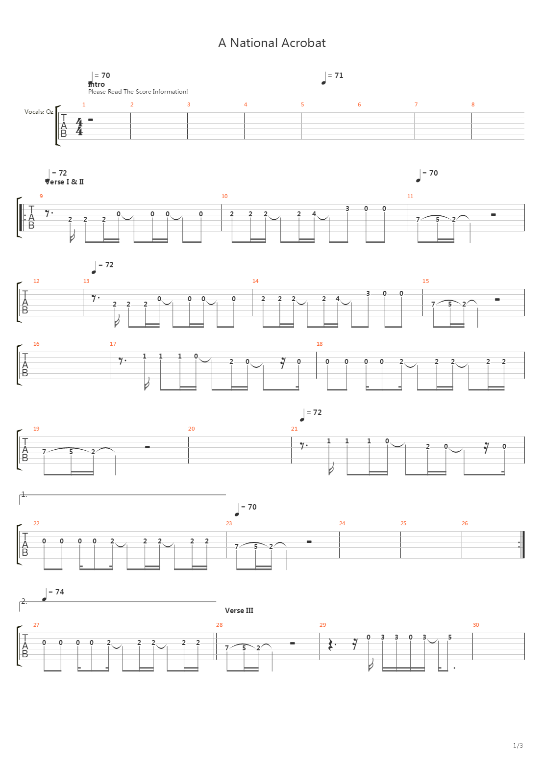 A National Acrobat吉他谱