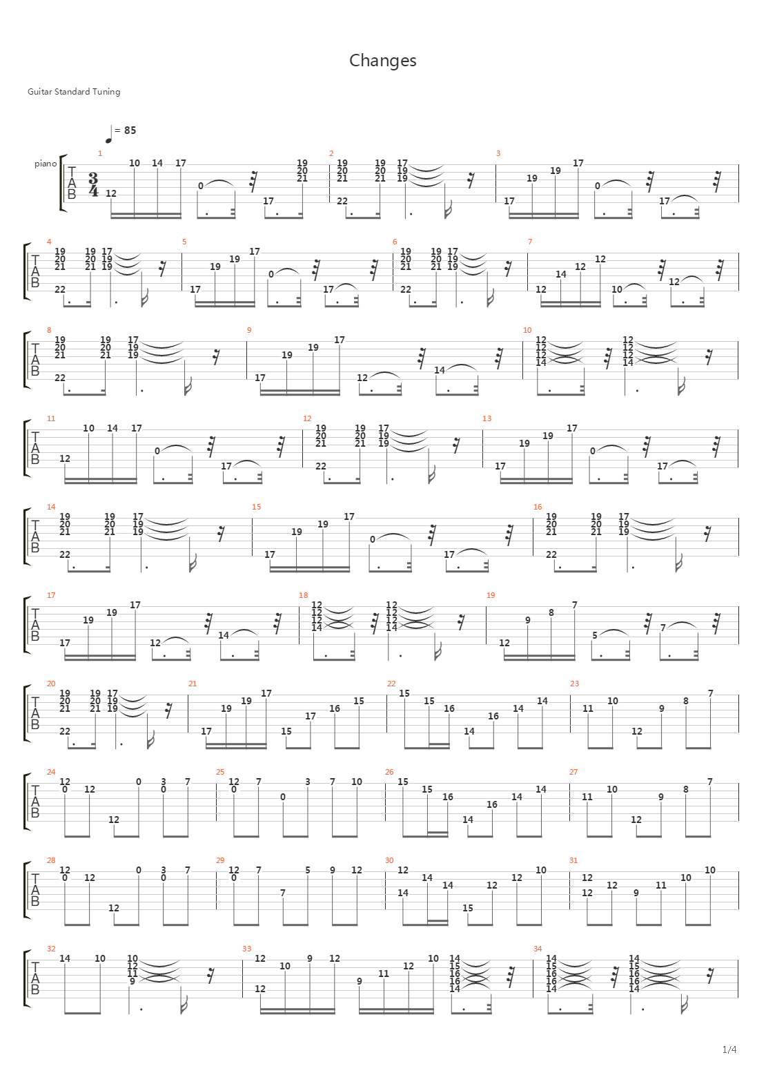 Changes吉他谱