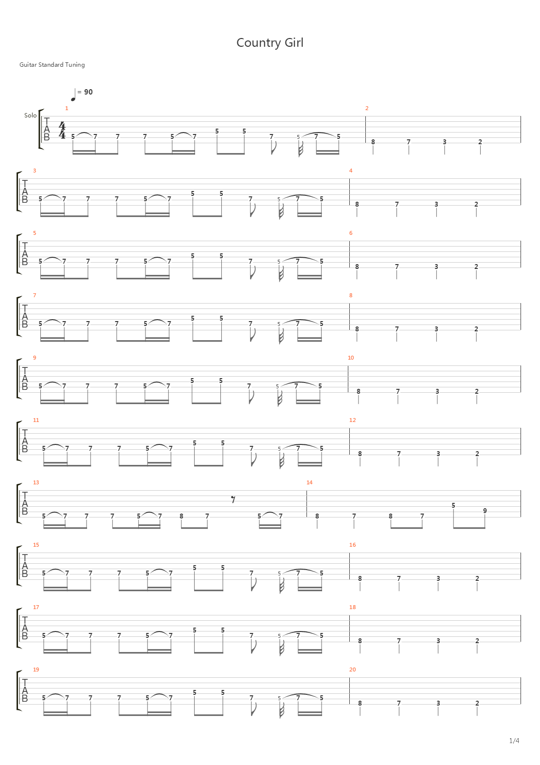 Country Girl吉他谱
