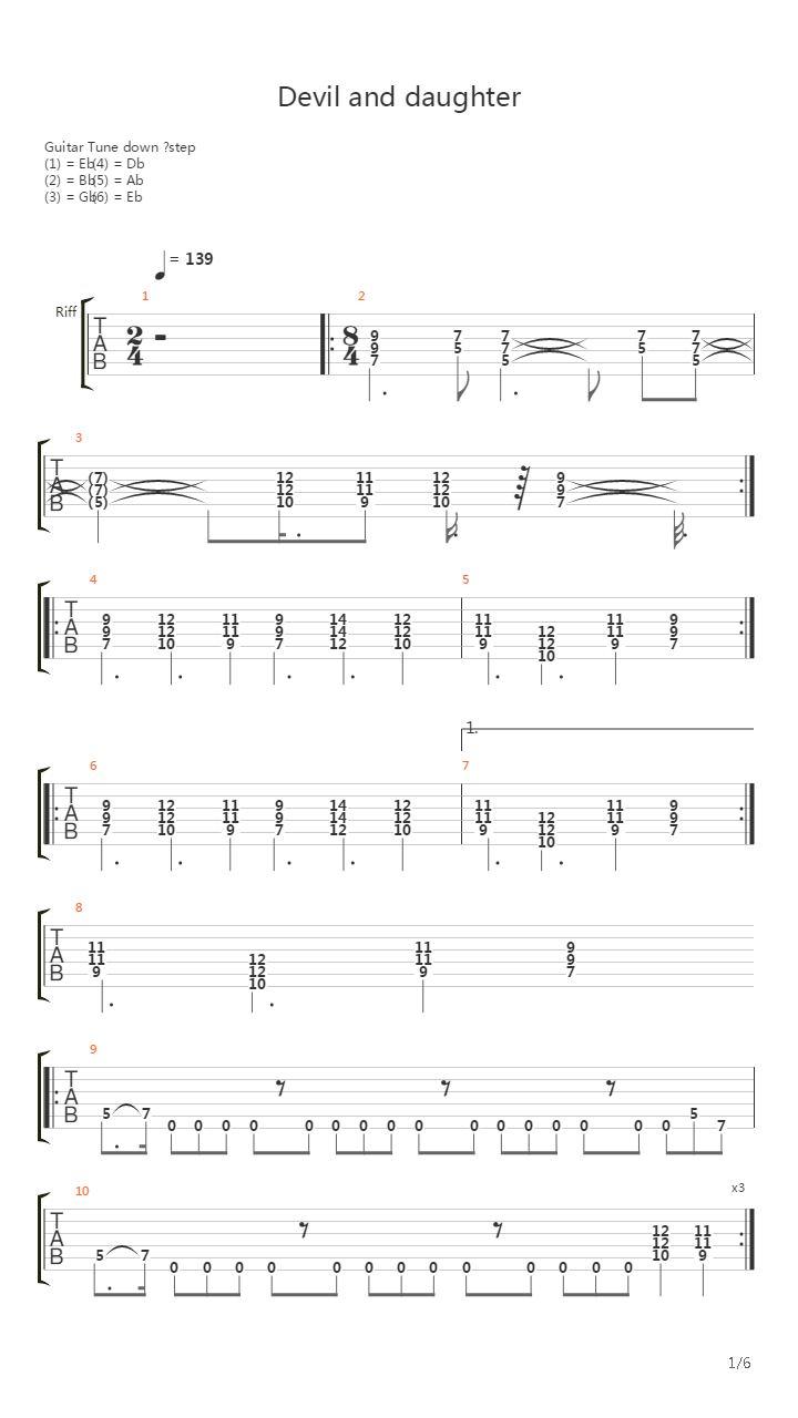 Devil And Daughter吉他谱