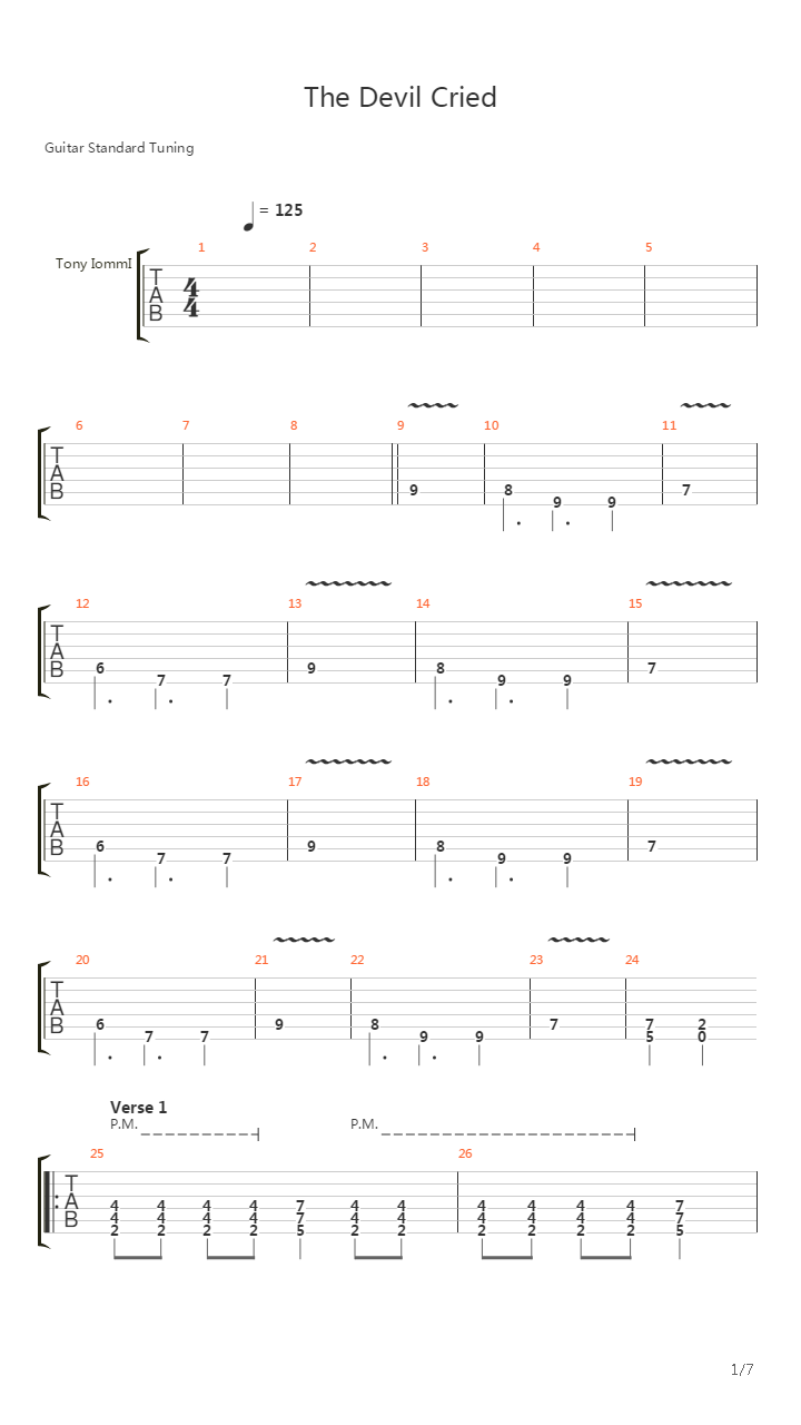 Devil Cried吉他谱