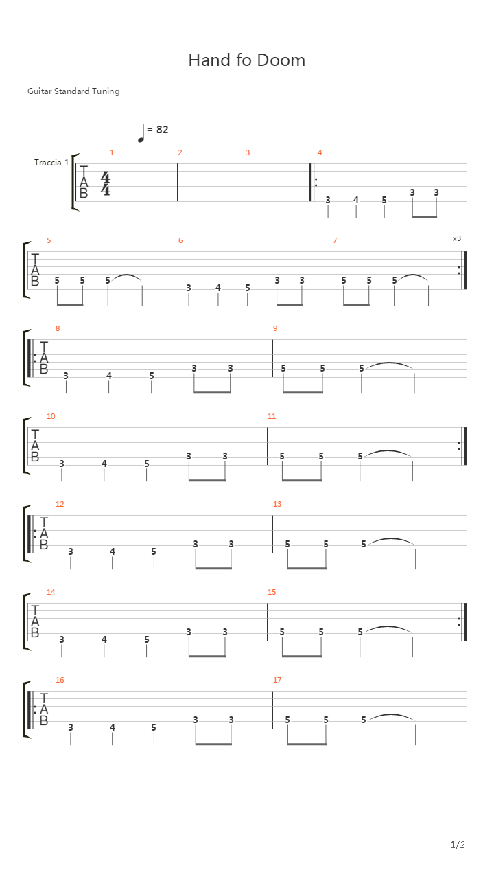 Hand Of Doom吉他谱