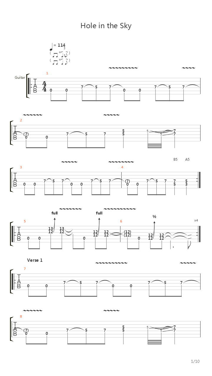 Hole In The Sky吉他谱