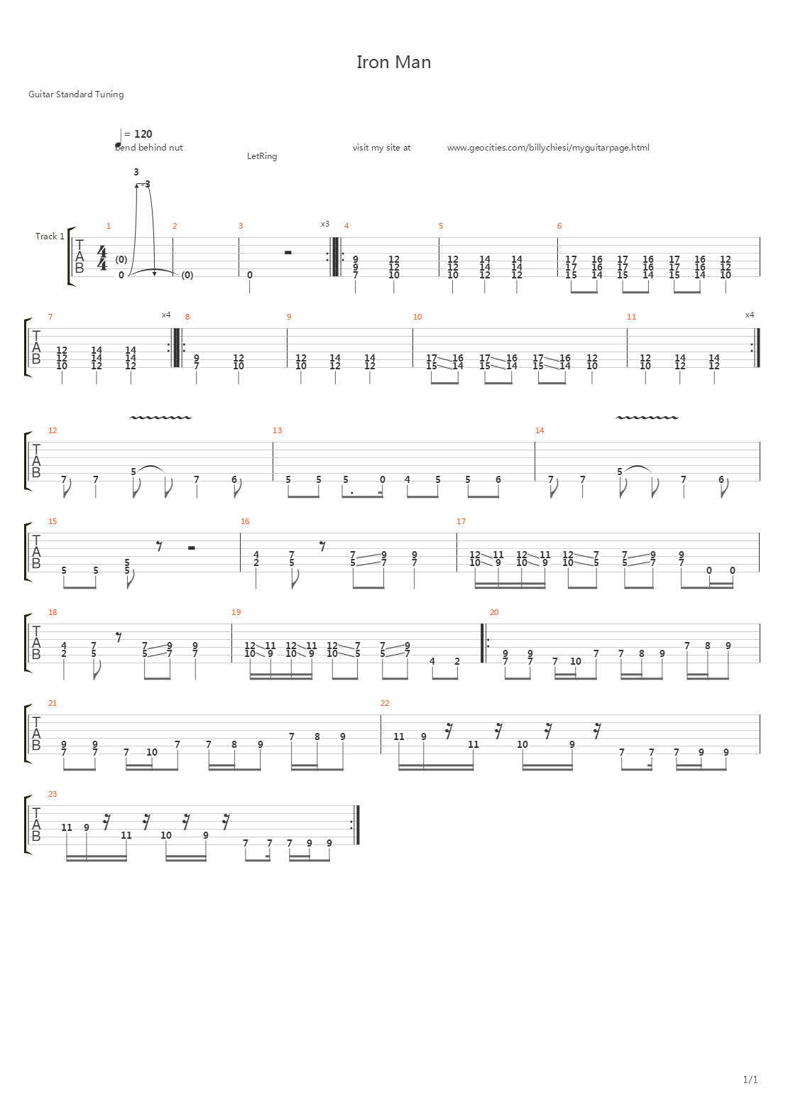 Iron Man吉他谱