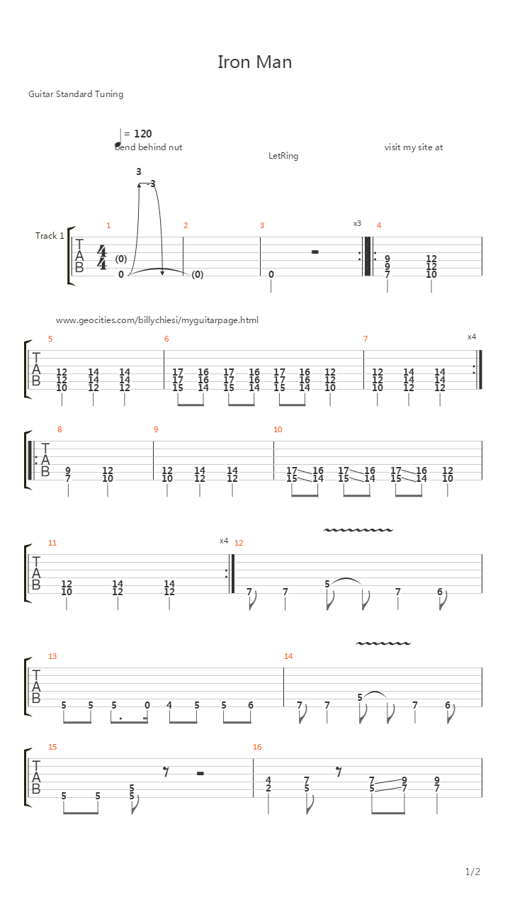 Iron Man吉他谱